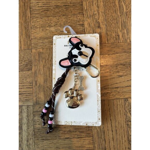 Piper K Frenchie French Bulldog Dog Terrier Bag Charm & Key Chain Paw Bone Bling - Picture 3 of 5